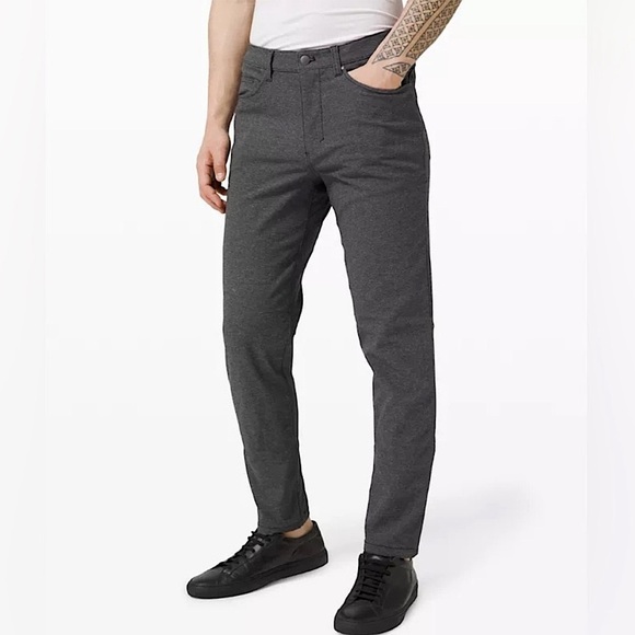 Lululemon ABC Pant Skinny Tech Canvas 34" Pants Heathered Black 32 - Picture 1 of 8